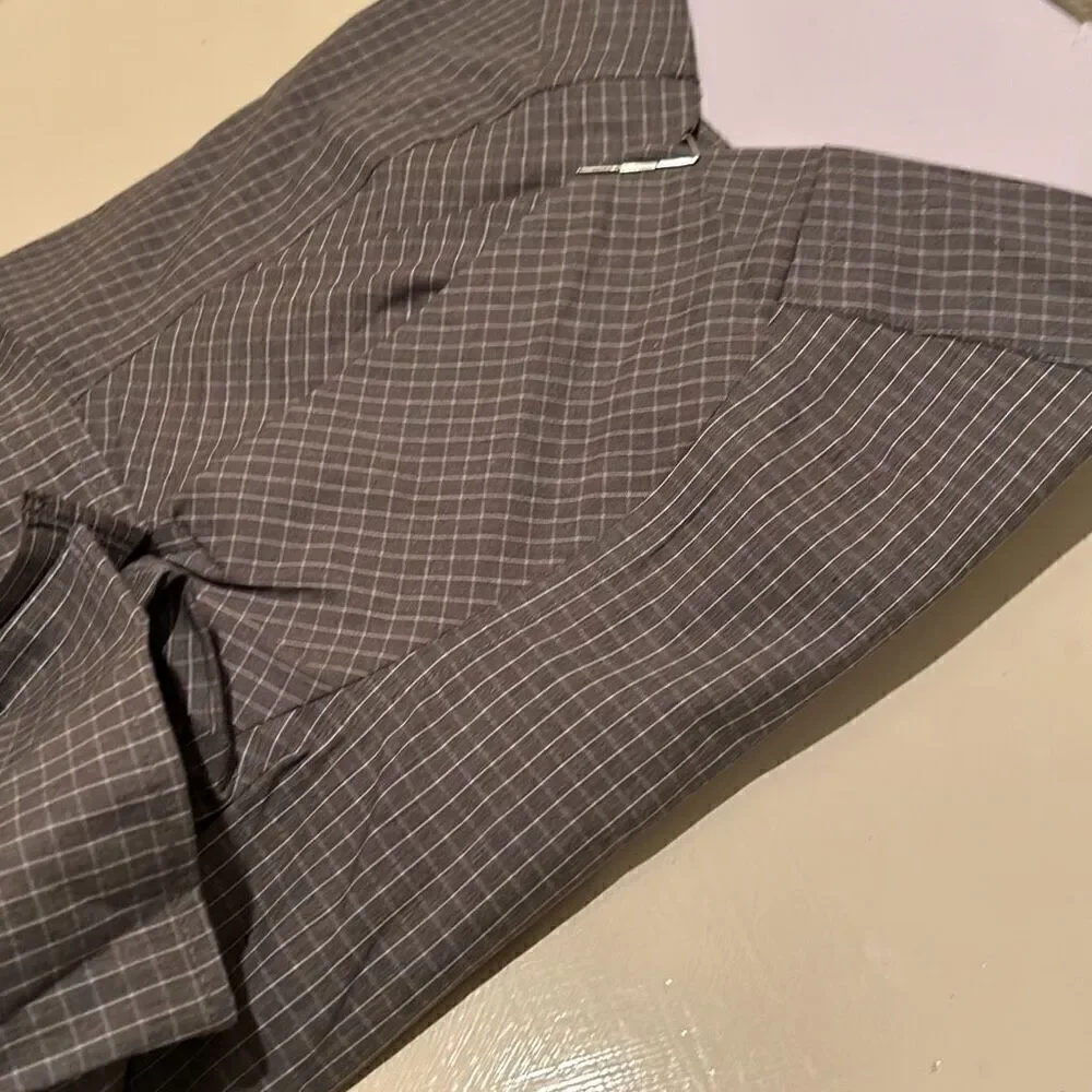 Banana Republic Men's S Wrinkle Resistant Dress Shirt Gray White Windowpane New